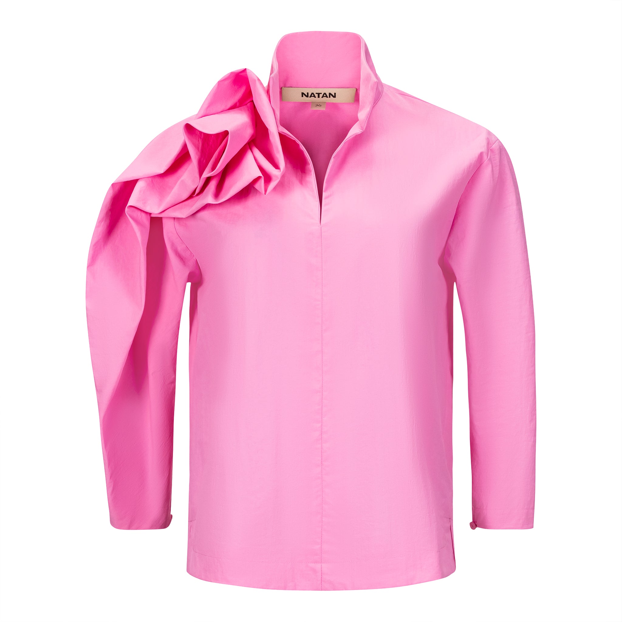 Natan Andy Pink Statement Floral Ruffle Blouse – Timeless