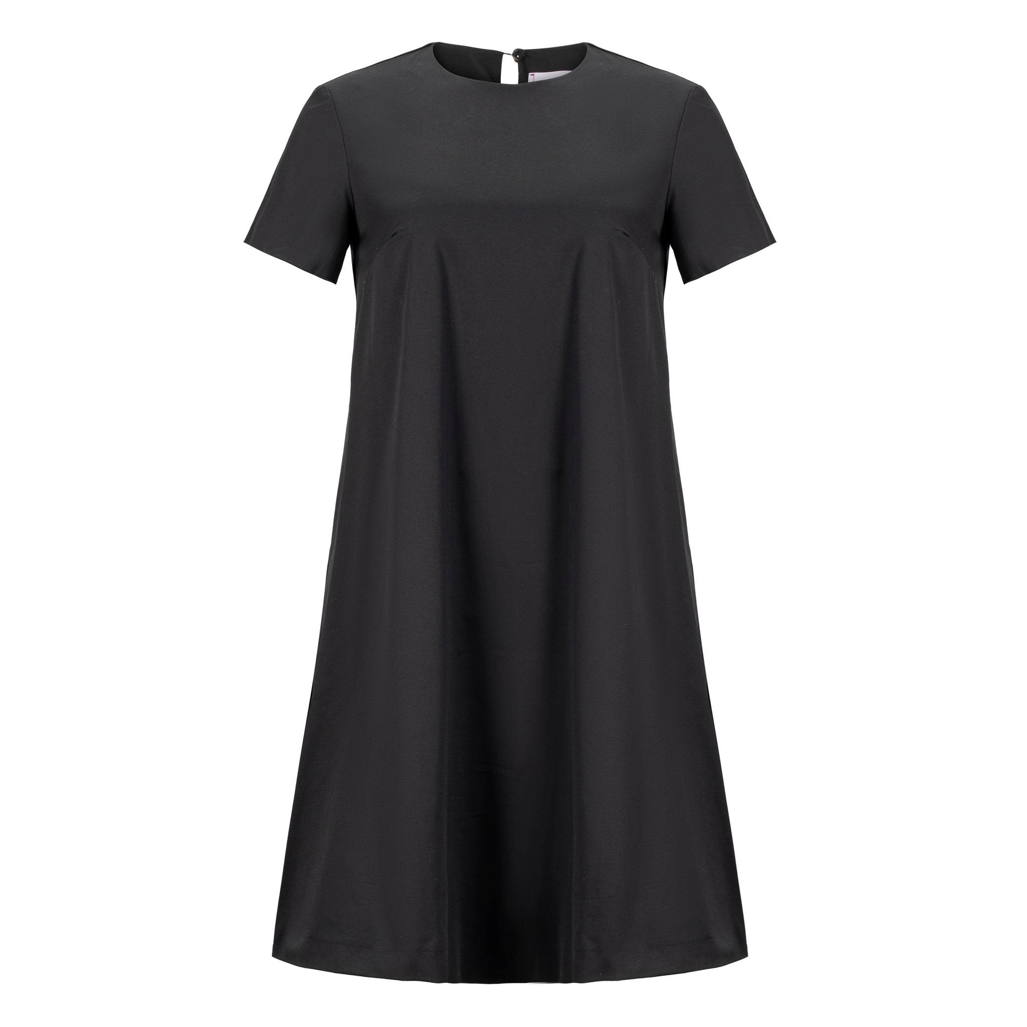 black a line dress with short sleeves