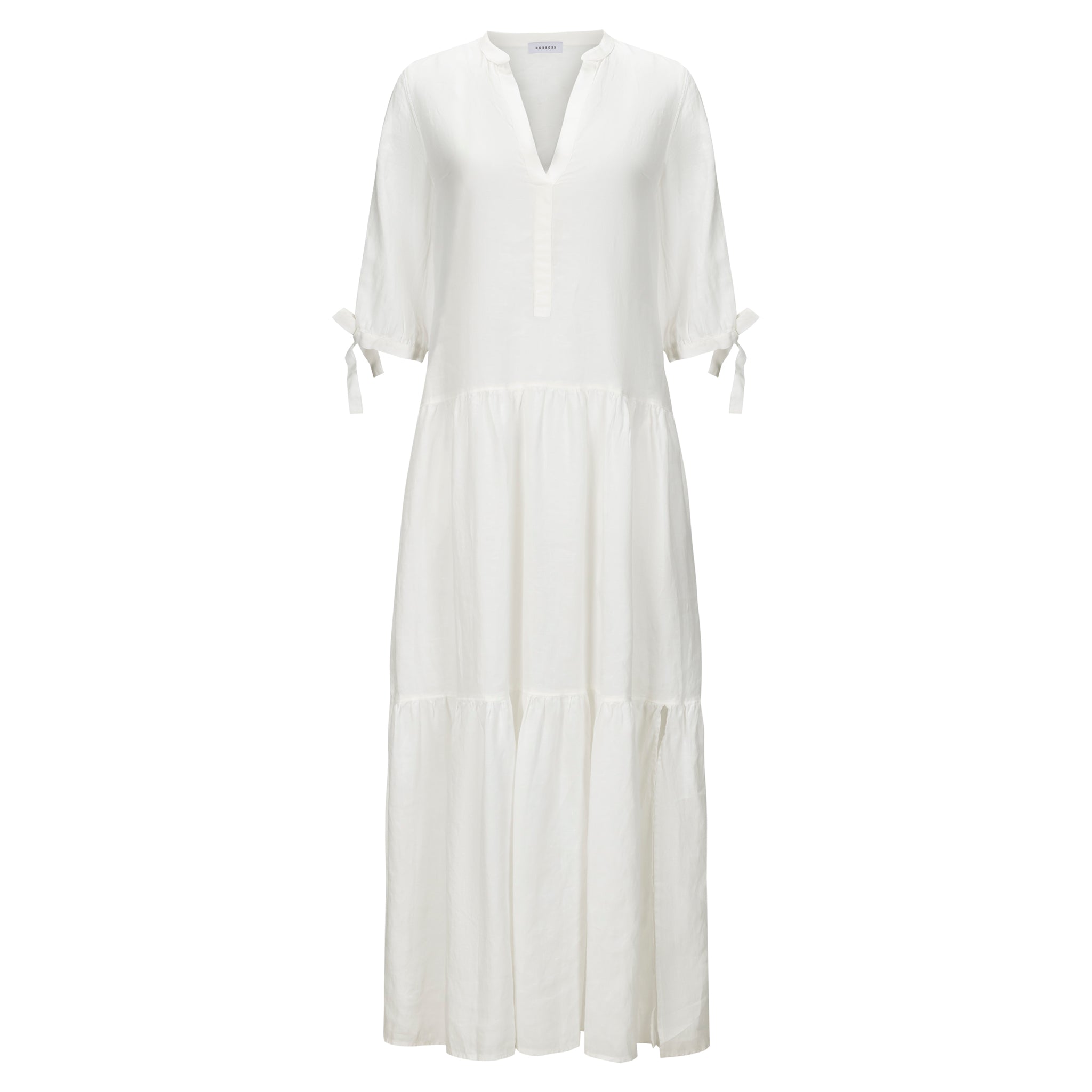 knee length dresses for ladies Frances White Linen Tiered Dress - US 0 main image 0