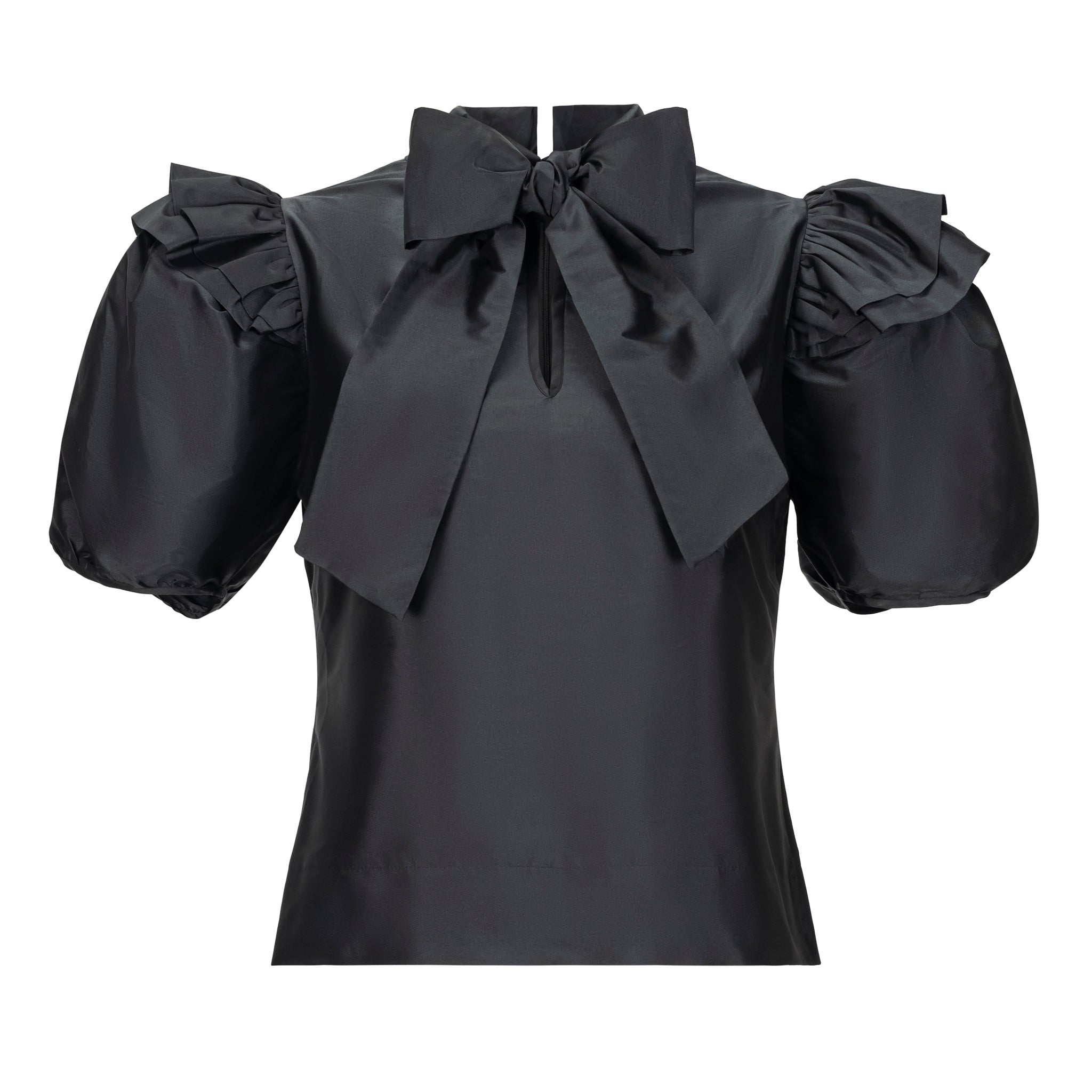 black ruffle sleeve blouse