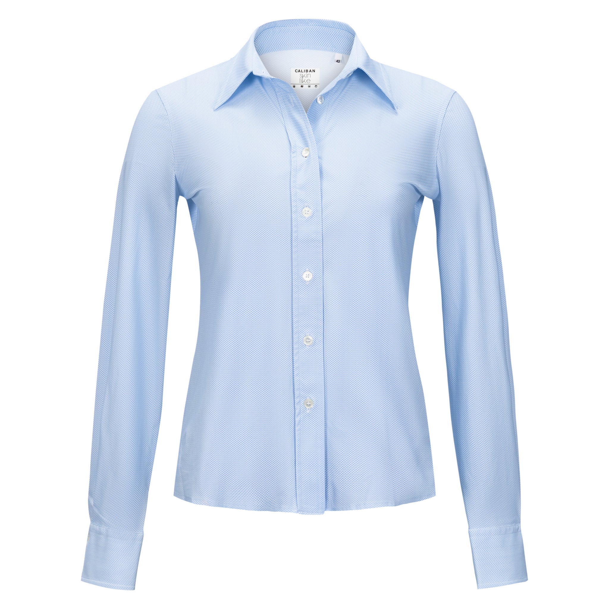 Caliban Blue Pique Fitted Skin-Like Button Down Shirt – Timeless