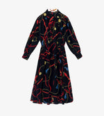 Mantero Black Silk Bridle Belt Print Dress Timeless Martha's Vineyard 