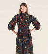Mantero Black Silk Bridle Belt Print Dress Timeless Martha's Vineyard 