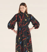 Mantero Black Silk Bridle Belt Print Dress Timeless Martha's Vineyard 