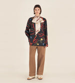 Mantero Black Silk Bridle Blouse with Contrast Tie Timeless Martha's Vineyard 