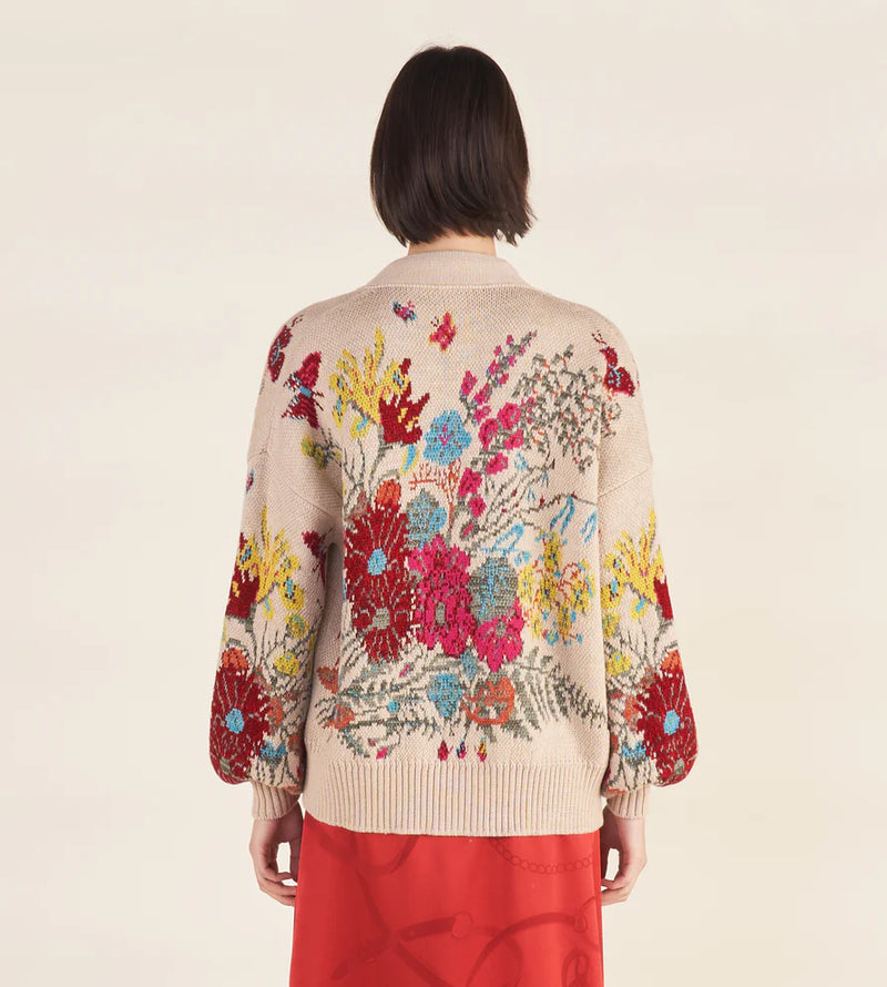 Mantero Colorful Claude Floral Button Down Cardigan Timeless Martha's Vineyard 