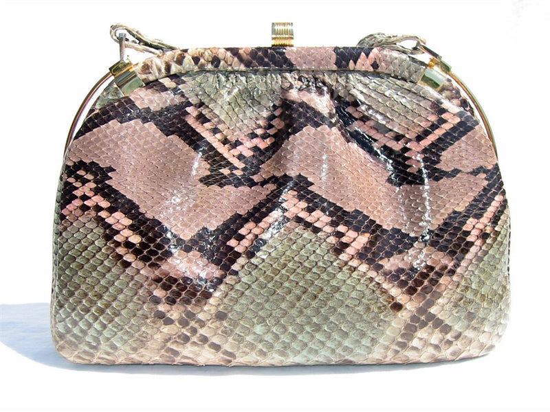Colombetti Vintage Python Clutch Crossbody Pink Green Timeless Martha's Vineyard 