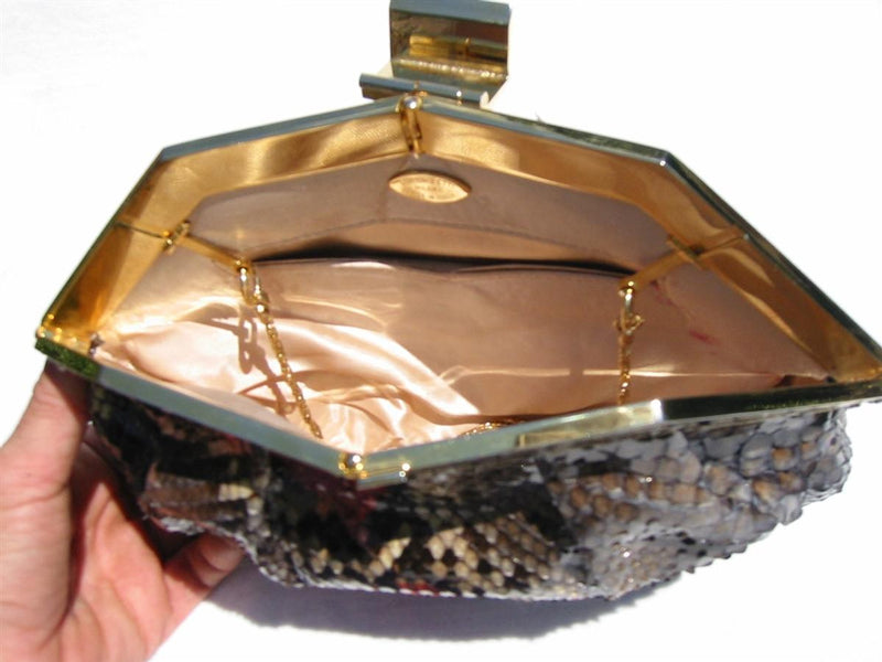 Colombetti Vintage Python Clutch Crossbody Red Grey Timeless Martha's Vineyard 