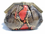 Colombetti Vintage Python Clutch Crossbody Red Grey Timeless Martha's Vineyard 