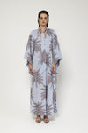 Lavi Printed Maxi Dress - Blue + Copper Metallic Timeless Martha's Vineyard 