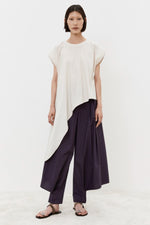 MeiMeij Navy Asymmetrical Short Sleeve Top Timeless Martha's Vineyard 