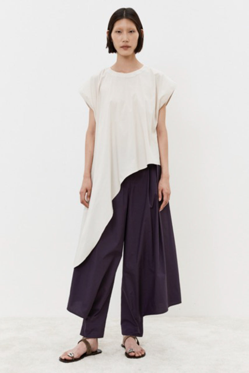 MeiMeij Navy Asymmetrical Short Sleeve Top Timeless Martha's Vineyard 