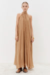 MeiMeij Golden Camel Halter Maxi Dress Timeless Martha's Vineyard 