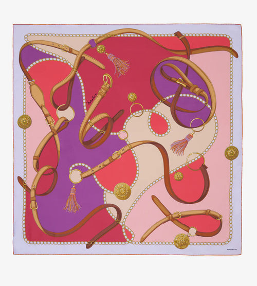 Mantero Cotswolds Riding Pink 90x90 Square Silk Scarf Timeless Martha's Vineyard 