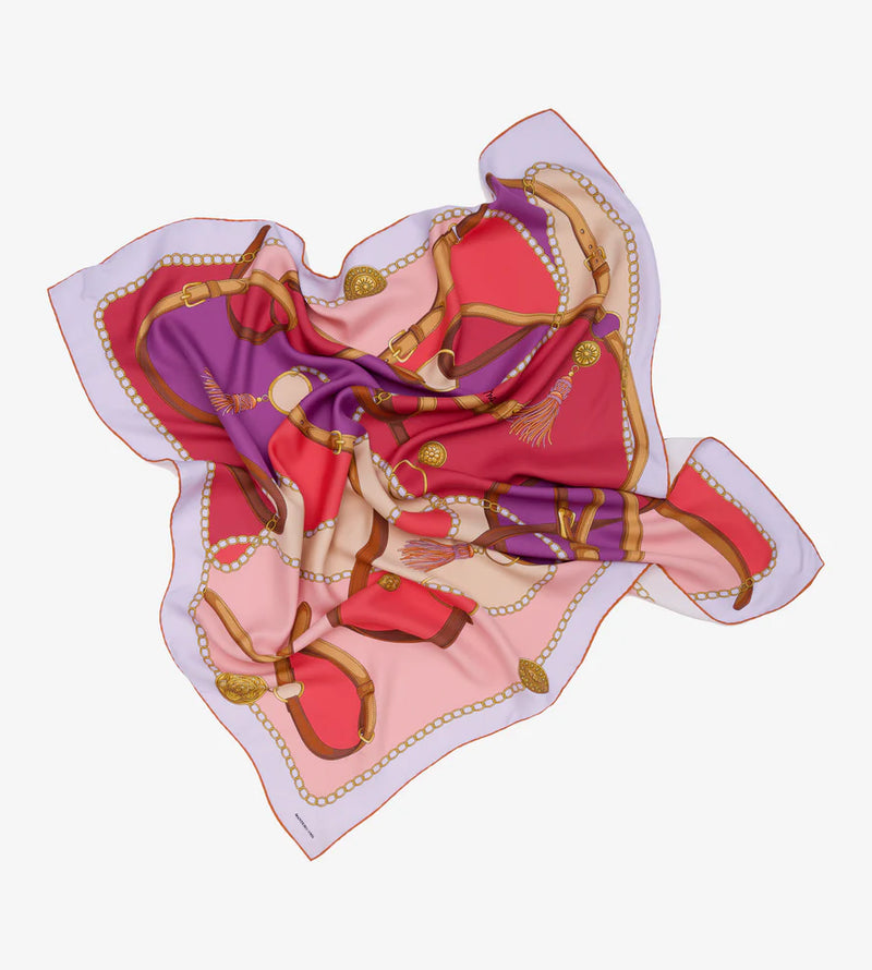 Mantero Cotswolds Riding Pink 90x90 Square Silk Scarf Timeless Martha's Vineyard 