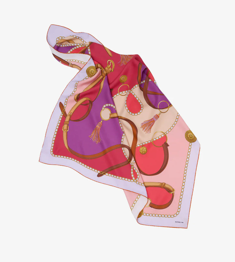 Mantero Cotswolds Riding Pink 90x90 Square Silk Scarf Timeless Martha's Vineyard 