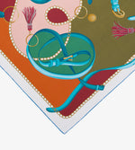 Mantero Cotswolds Riding Silk Scarf 90x90 Blue Green Timeless Martha's Vineyard 