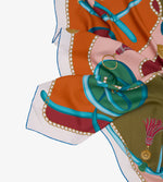 Mantero Cotswolds Riding Silk Scarf 90x90 Blue Green Timeless Martha's Vineyard 
