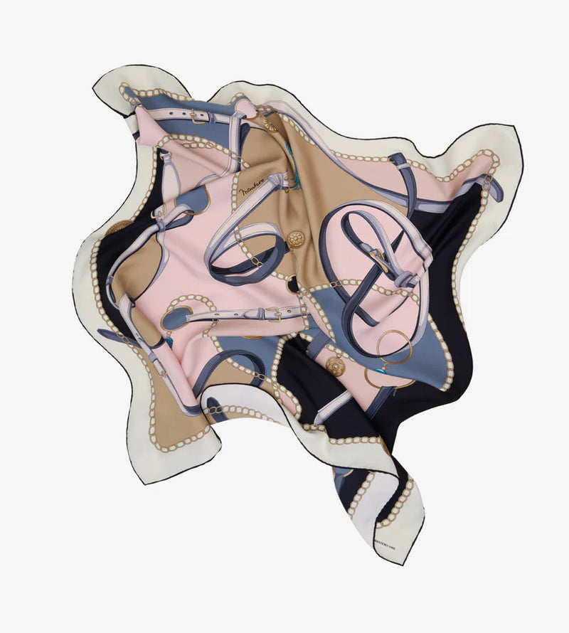 Mantero Cotswolds Riding Black 90x90 Square Silk Scarf Timeless Martha's Vineyard 