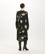 Wani Floral Printed Crepe de Chine Dress - Black