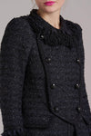 Maison Common Black Metallic Tweed Jacket with Plastron Timeless Martha's Vineyard 