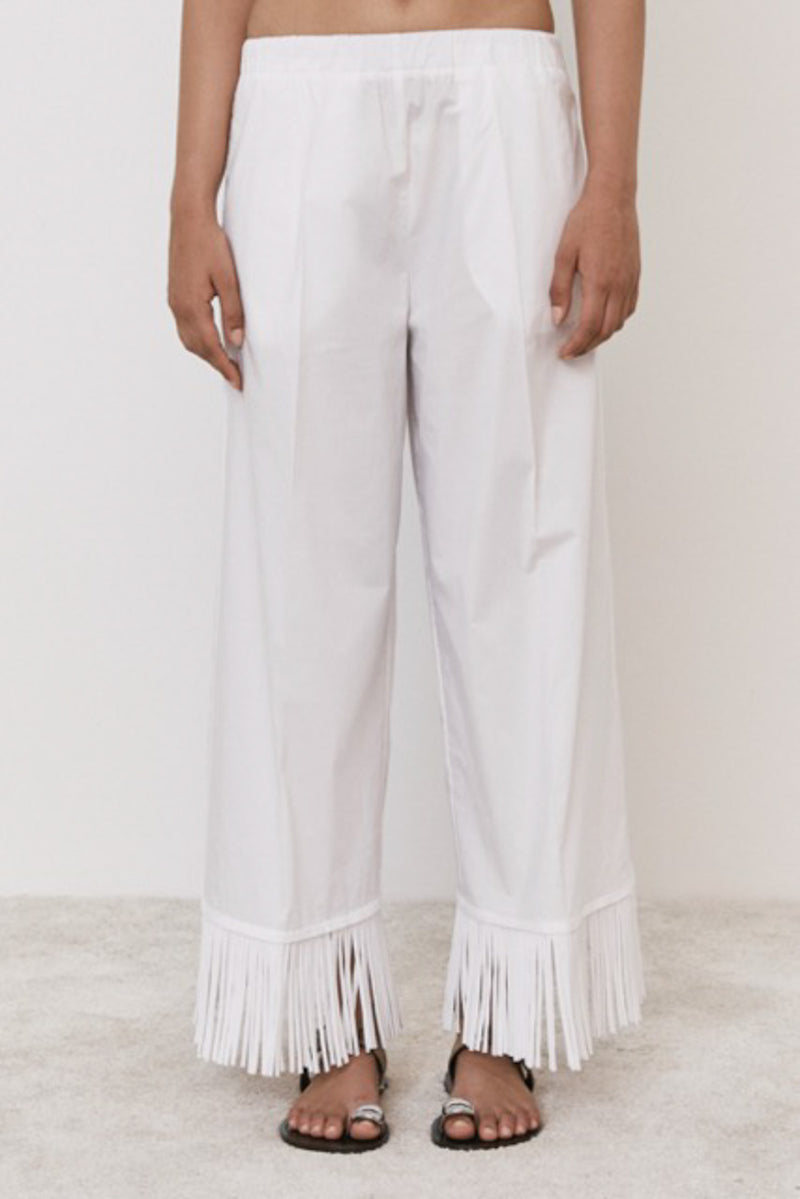  MeiMeij Black Cotton Pants with Fringe Bottom Timeless Martha's Vineyard 