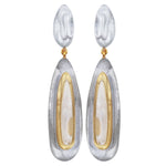 Dominique Denaive Aurelie Grey Resin Drop Clip Earring Timeless Martha's Vineyard 
