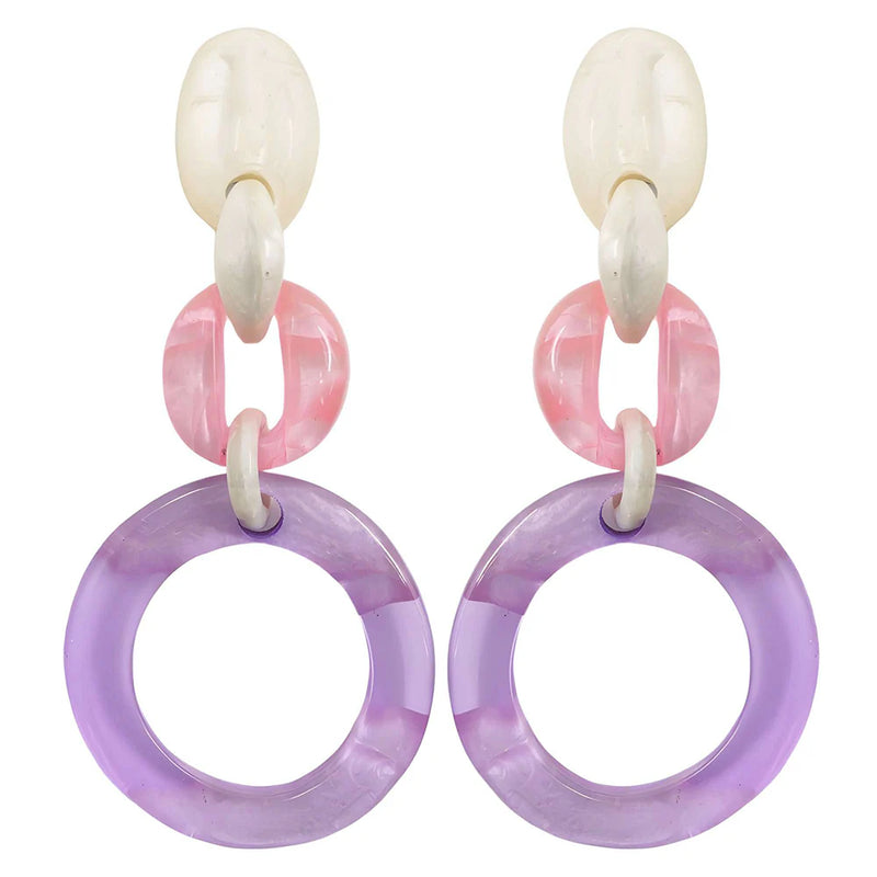 Ivy Resin Drop Clip Earring - Lilac Multi