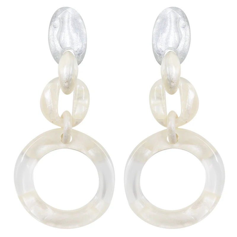 Dominique Denaive Ivy White Resin Drop Clip Earring Timeless Martha's Vineyard 