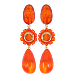 Jackie Resin Drop Clip Earring - Orange