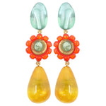 Dominique Denaive Jackie Multi Resin Drop Clip Earring Timeless Martha's Vineyard 