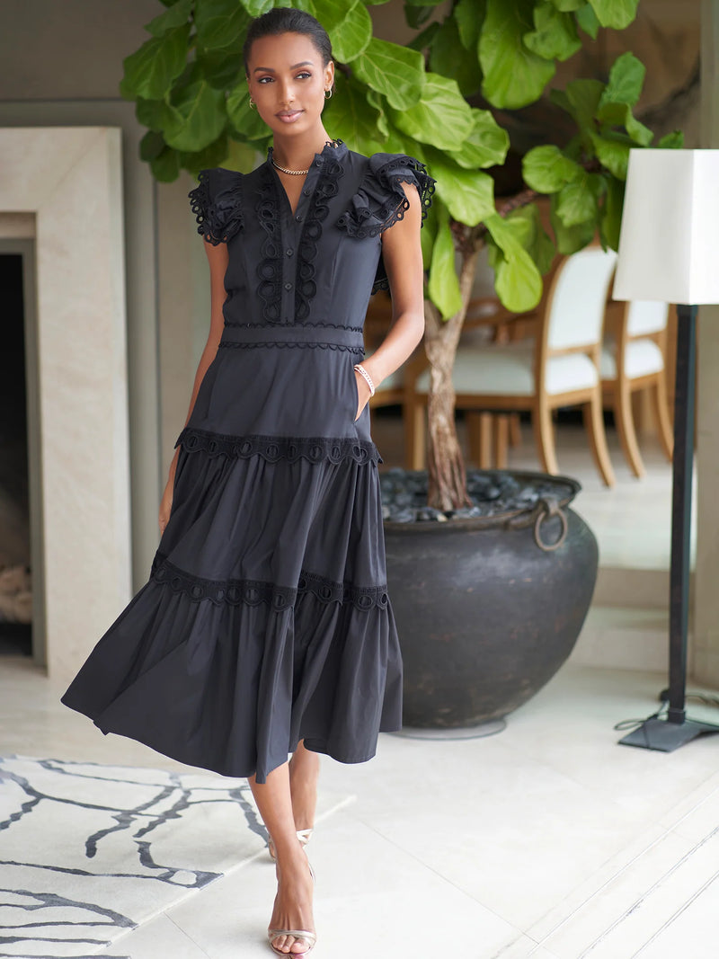 Maison Common Black Miah Eyelet Maxi Dress Timeless Maison Common Black Miah Eyelet Maxi Dress Timeless