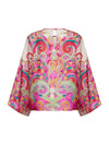 Aloe Waves Print Wide Sleeve Silk Blouse Timeless Martha's Vineyard 