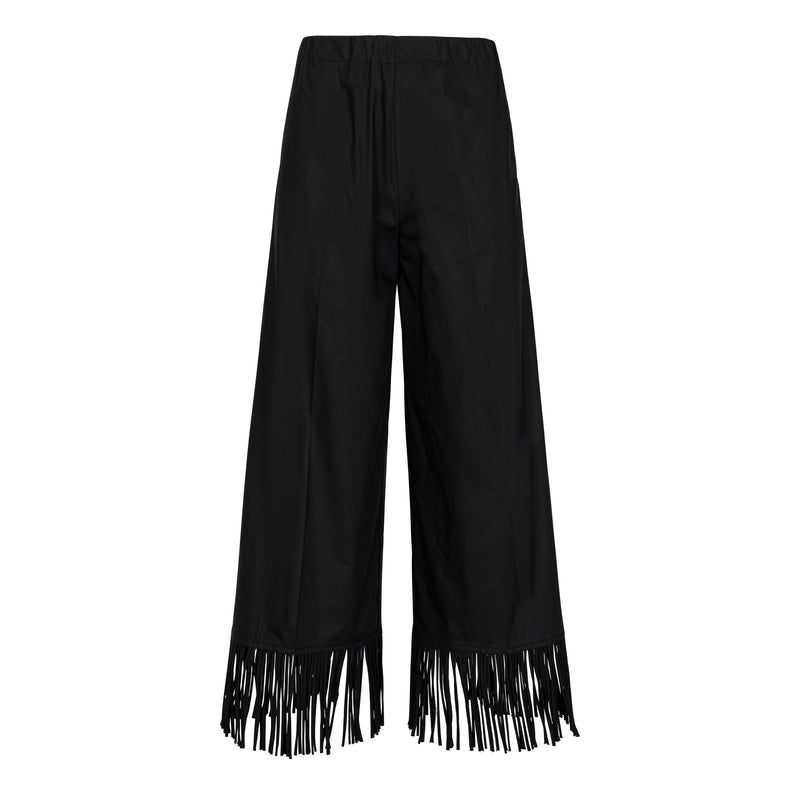  MeiMeij Black Cotton Pants with Fringe Bottom Timeless Martha's Vineyard 