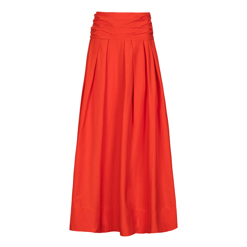 Natan Orange Carrie Pleated Cotton Maxi Skirt Timeless Martha's Vineyard 