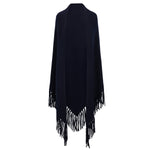 Douxdimanche Navy Cashmere Triangle Fringe Yumi Wrap Timeless Martha's Vineyard 