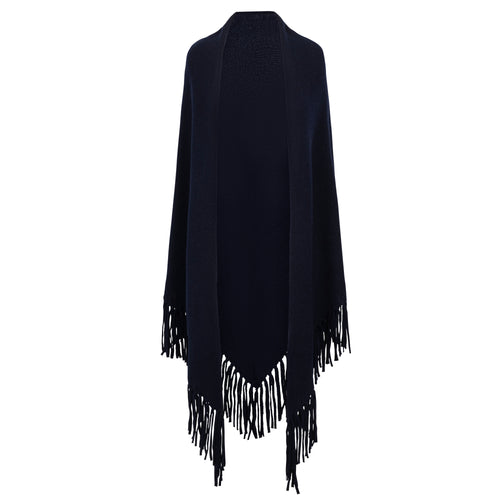 Douxdimanche Navy Cashmere Triangle Fringe Yumi Wrap Timeless Martha's Vineyard 