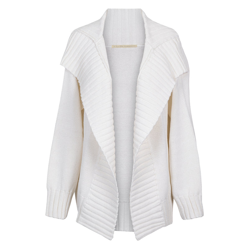 Raglan Sleeve Cotton and Cashmere Open Cardigan - Pearl