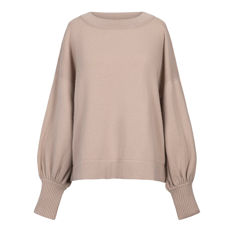 Butterfly Cashmere Gathered Sleeve Sweater - Nude