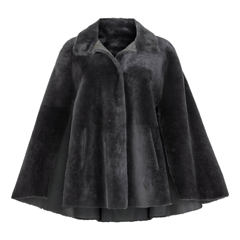 Suprema Reversible Shearling Cape - Fango Timeless Martha's Vineyard