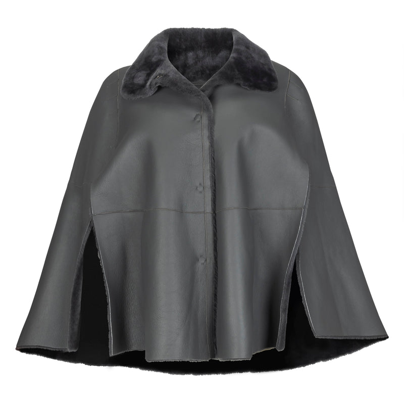 Suprema Reversible Shearling Cape - Fango Timeless Martha's Vineyard