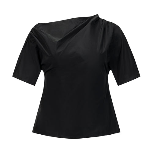 Natan Canari Fitted Asymmetrical Black Taffeta Top Timeless Martha's Vineyard 