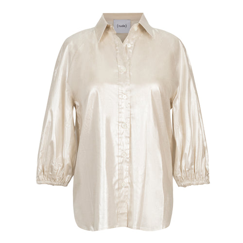 Metallic Puff Sleeve Button-Down Blouse Timeless Martha's Vineyard 