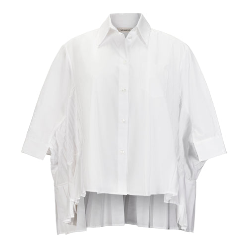 MeiMeij White Elbow Sleeve Pleated Button Down Shirt Timeless Martha's Vineyard 