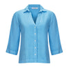 Rosso35 Classic Sky Blue Linen 3/4 Sleeve Shirt Timeless Martha's Vineyard 