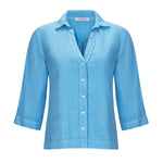 Rosso35 Classic Sky Blue Linen 3/4 Sleeve Shirt Timeless Martha's Vineyard 