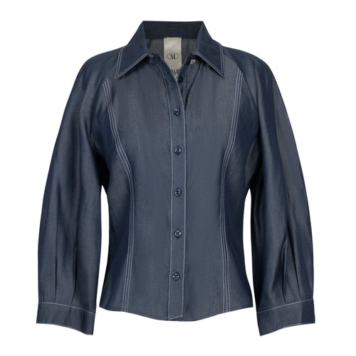 MILVA MI Denim Button Down Blouse Timeless Martha's Vineyard 