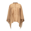 MeiMeij Oversized Golden Camel Drape Button Down Blouse Timeless Martha's Vineyard 