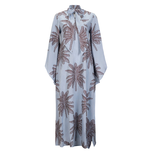 Lavi Printed Maxi Dress - Blue + Copper Metallic Timeless Martha's Vineyard 