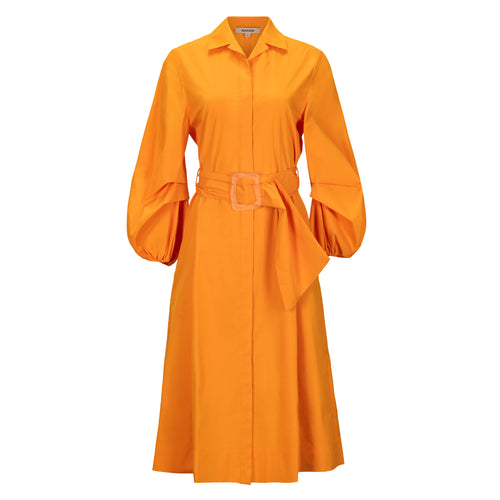 Maison Natan Orange Capri Belted Puff Sleeve Dress Timeless Martha's Vineyard 